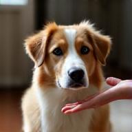 Chien attentive obéissant à son maître